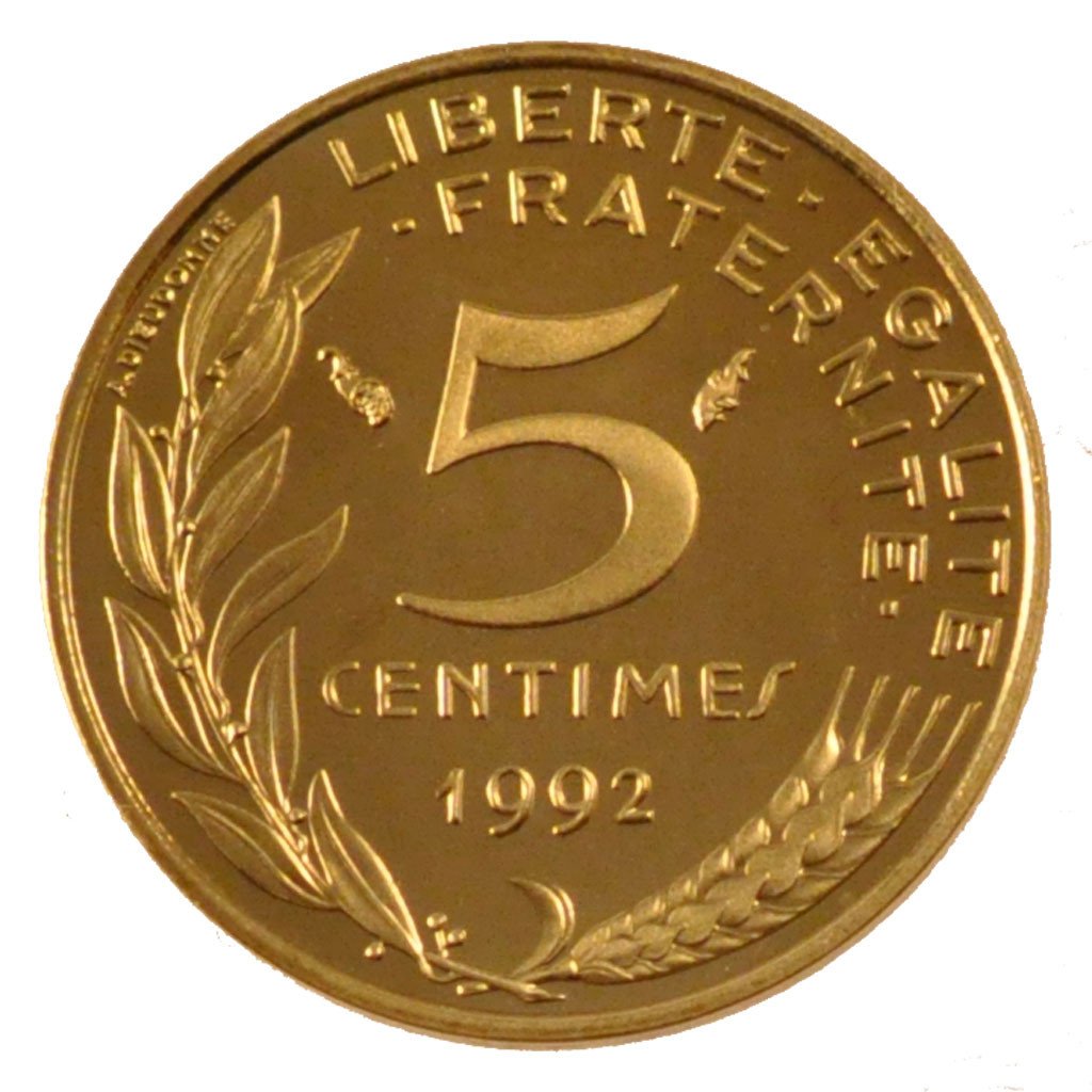 FRANCE, Marianne, 5 Centimes, 1992, Paris, KM #933, MS(65-70), Aluminum-Bronze,.