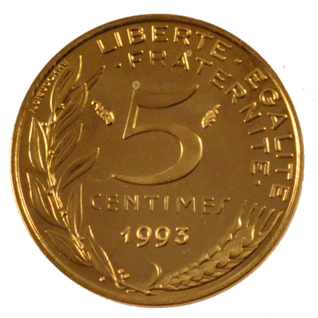 FRANCE, Marianne, 5 Centimes, 1993, Paris, KM #933, MS(65-70), Aluminum-Bronze,.