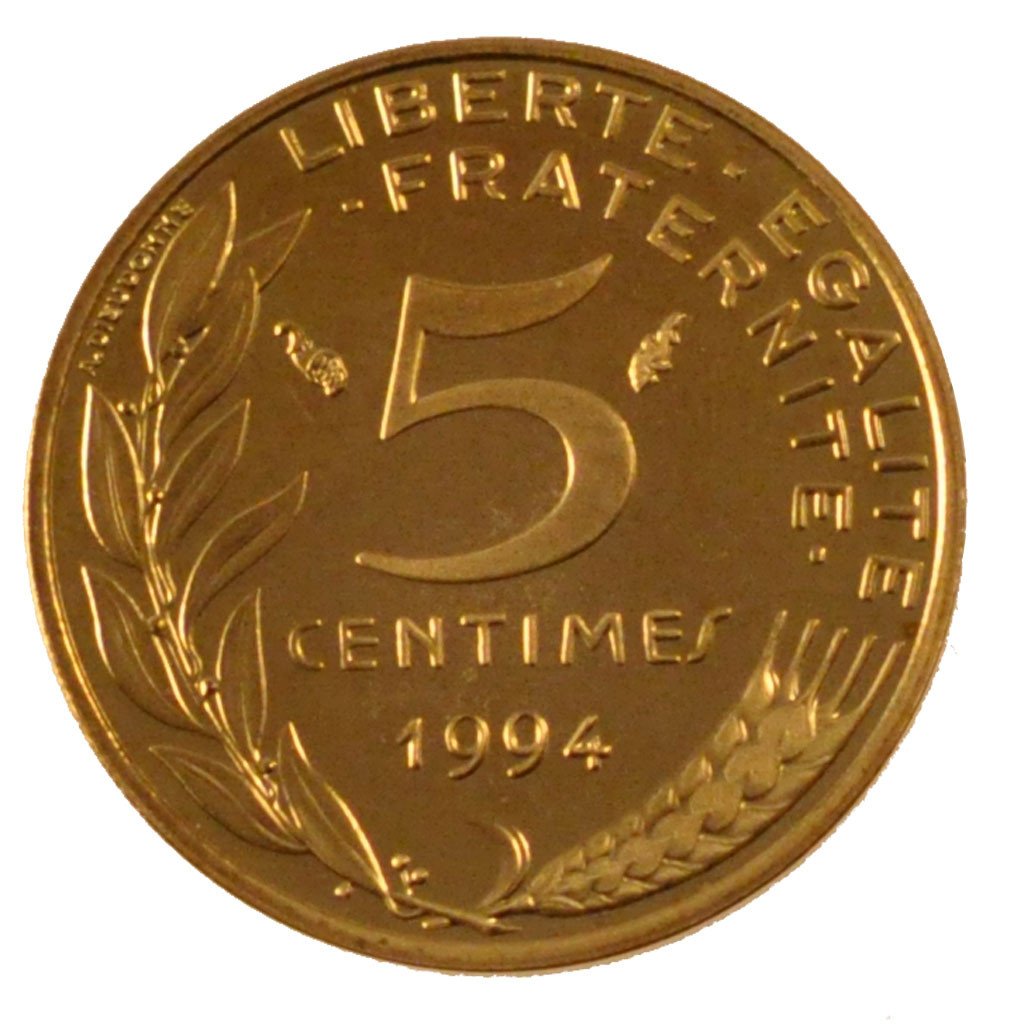 FRANCE, Marianne, 5 Centimes, 1994, Paris, KM #933, MS(65-70), Aluminum-Bronze,.