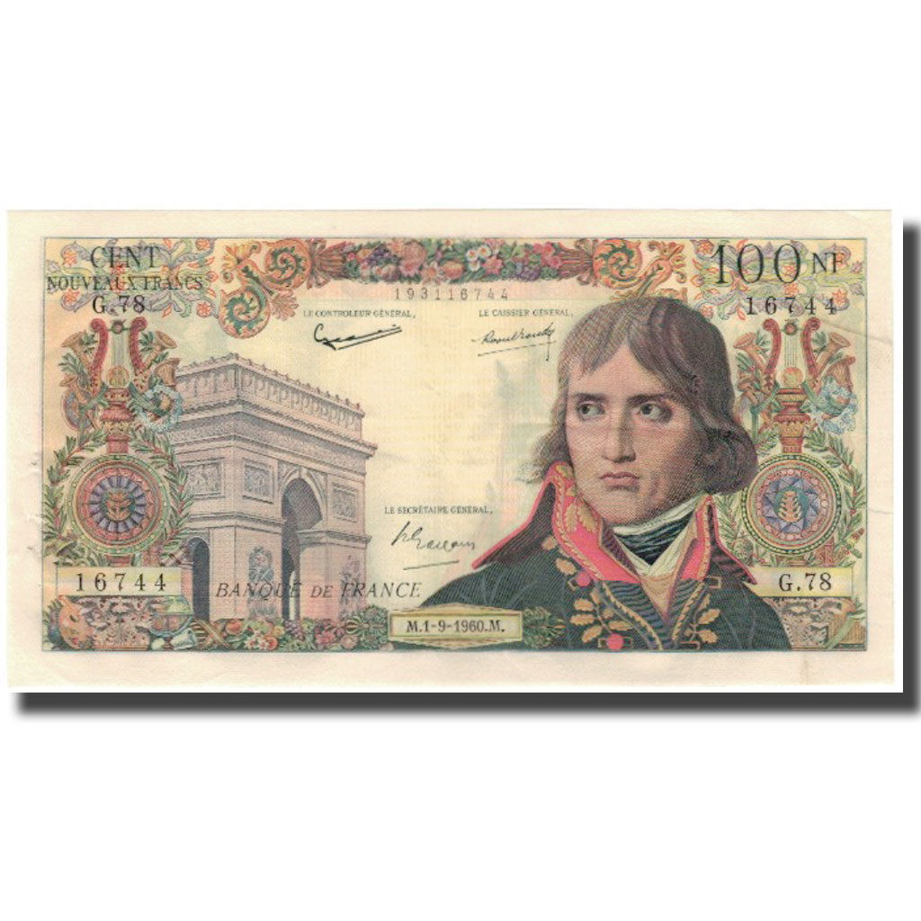 France, 100 Nouveaux Francs, Bonaparte, 1960-09-01, EF(40-45), Fayette:59.7