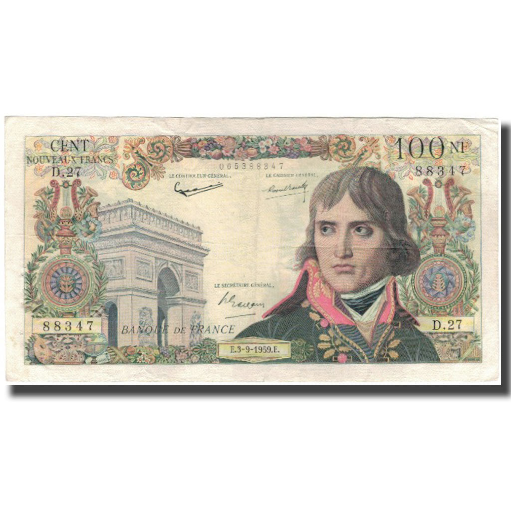 Francja, 100 Nouveaux Francs, Bonaparte, 1959-09-03, VF(30-35), Fayette:59.3