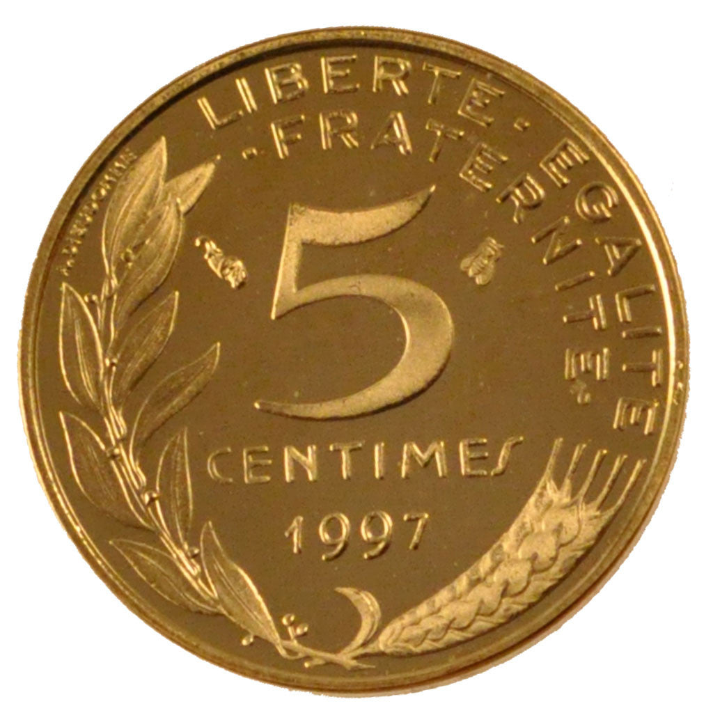 FRANCE, Marianne, 5 Centimes, 1997, Paris, KM #933, MS(65-70), Aluminum-Bronze,.
