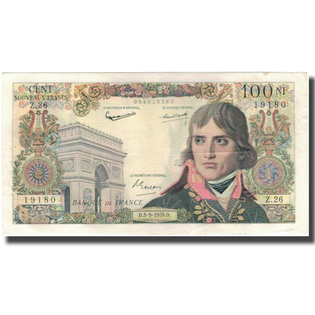 Frankrijk, 100 Nouveaux Francs, Bonaparte, 1959-09-03, TTB, Fayette:59.3