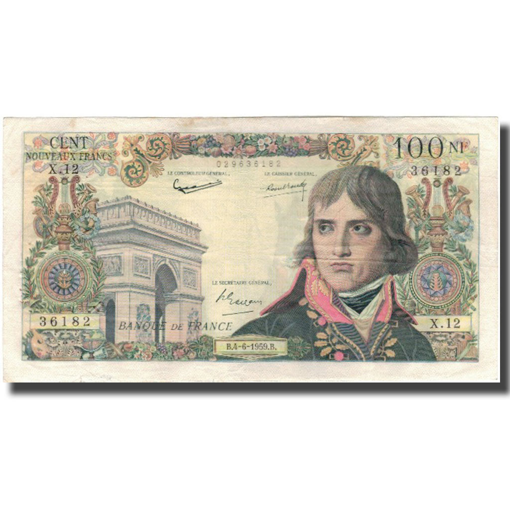 Francia, 100 Nouveaux Francs, Bonaparte, 1959-06-04, MB, Fayette:59.2, KM:144a