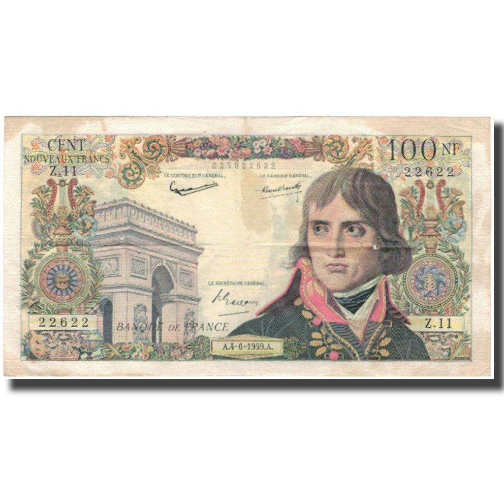 Francja, 100 Nouveaux Francs, Bonaparte, 1959-06-04, F(12-15), Fayette:59.2