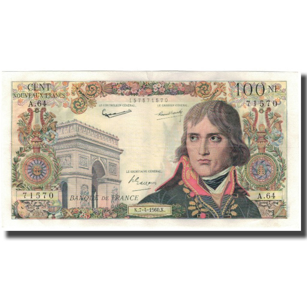 France, 100 Nouveaux Francs, Bonaparte, 1960-04-07, EF(40-45), Fayette:59.6