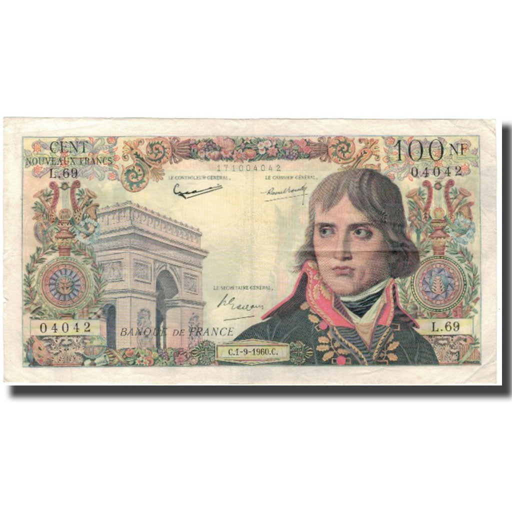 France, 100 Nouveaux Francs, Bonaparte, 1960-09-01, VF(20-25), Fayette:59.7