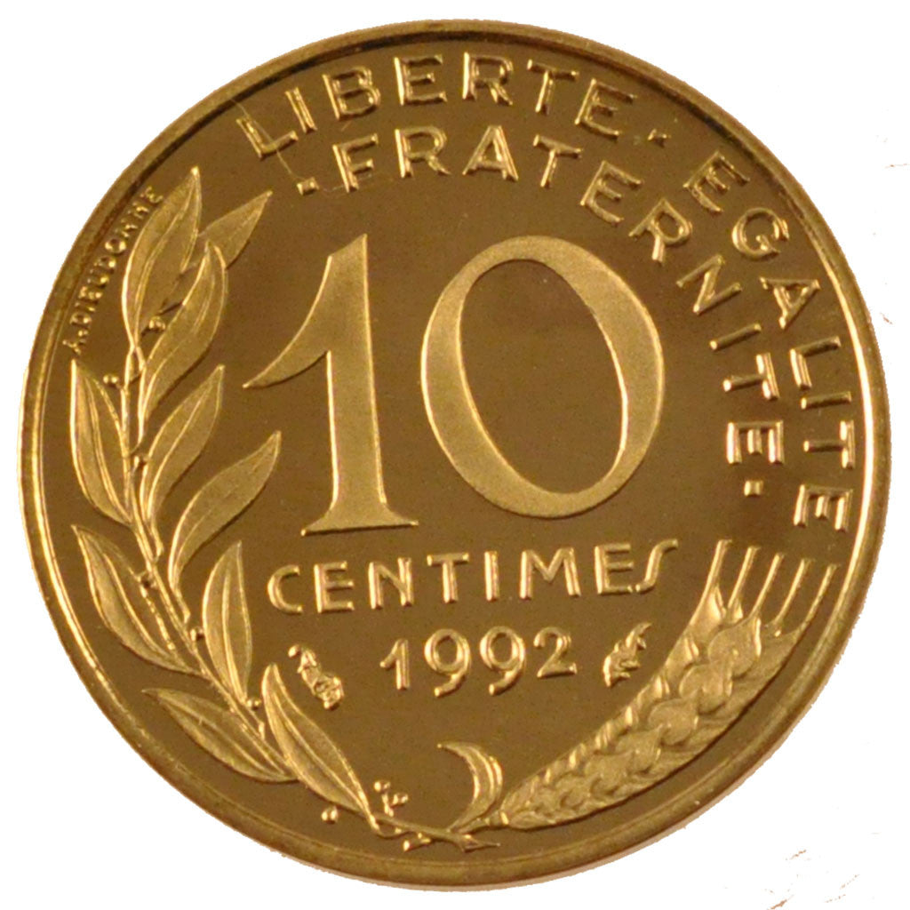 FRANCE, Marianne, 10 Centimes, 1992, Paris, KM #929, MS(65-70),...