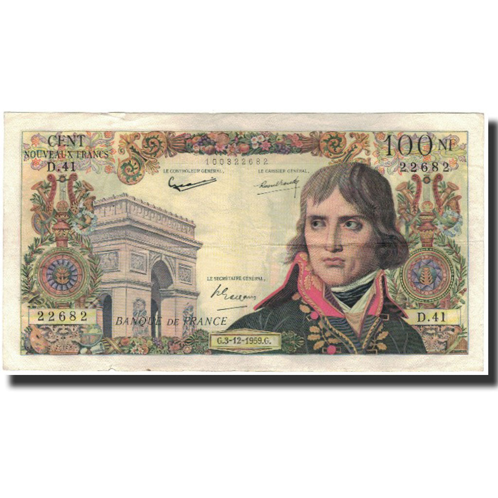 Frankrijk, 100 Nouveaux Francs, Bonaparte, 1959-12-03, TB, Fayette:59.4, KM:144a