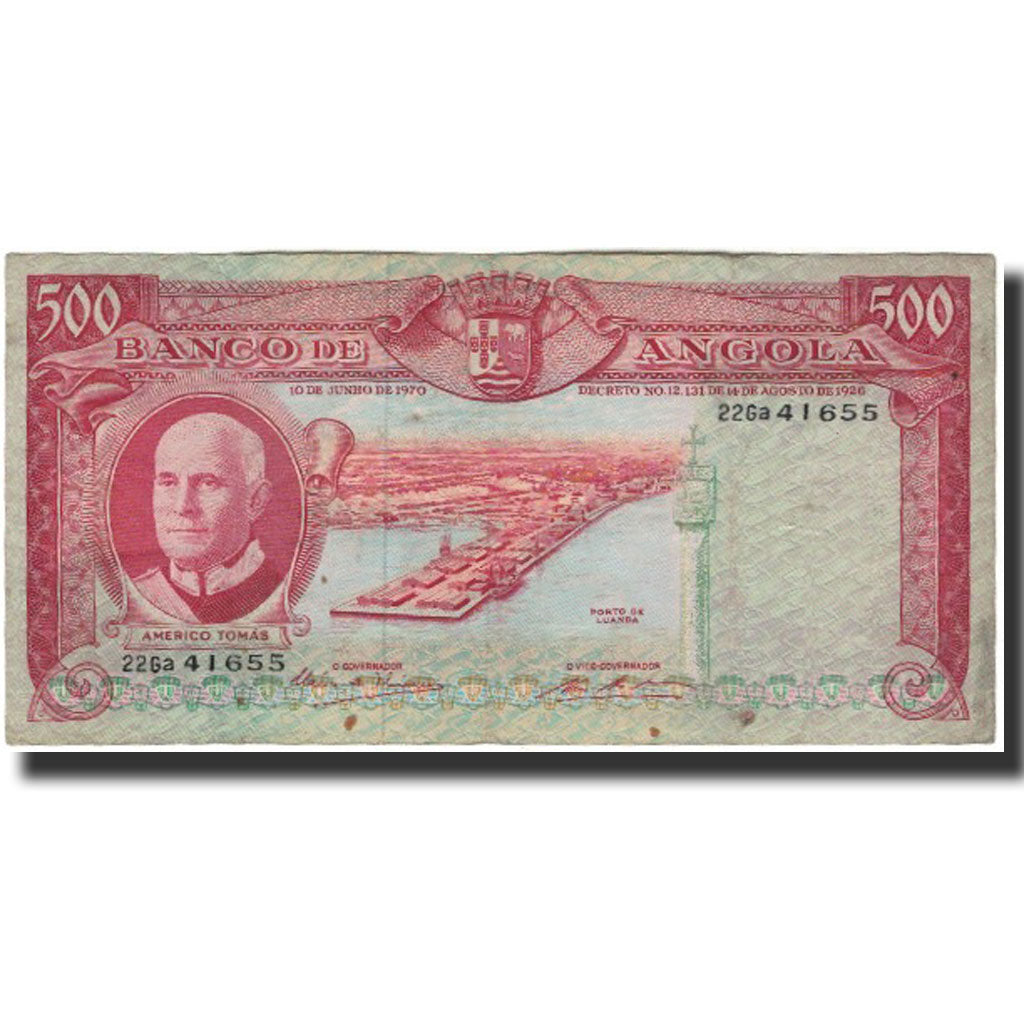 Billet, Angola, 500 Escudos, 1970-06-10, KM:97, TB+