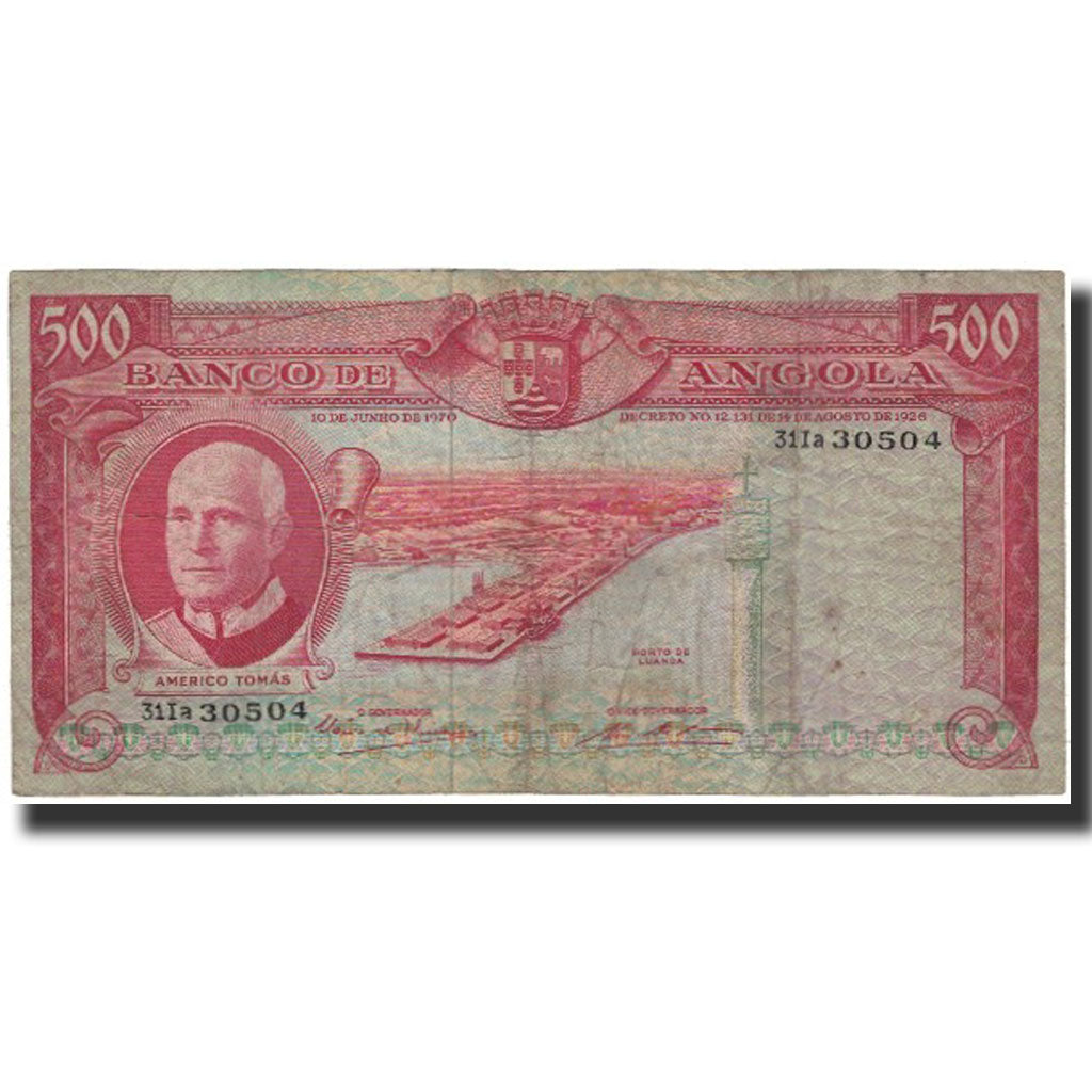 Banknote, Angola, 500 Escudos, 1970-06-10, KM:97, VG(8-10)