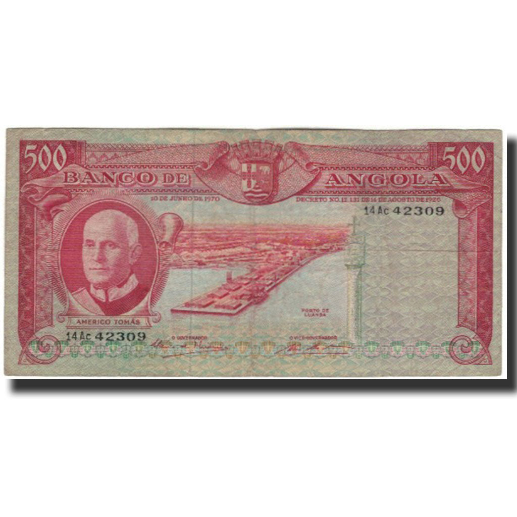 Billet, Angola, 500 Escudos, 1970-06-10, KM:97, TB