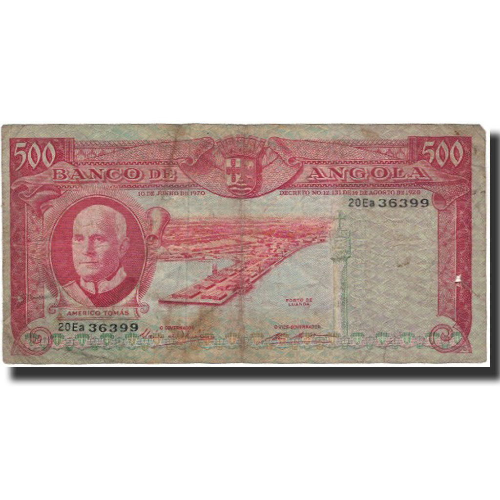 Banknote, Angola, 500 Escudos, 1970-06-10, KM:97, VG(8-10)
