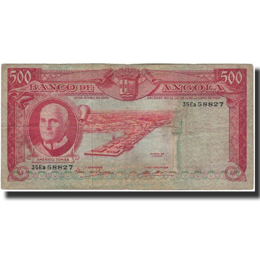 Billet, Angola, 500 Escudos, 1970-06-10, KM:97, B+