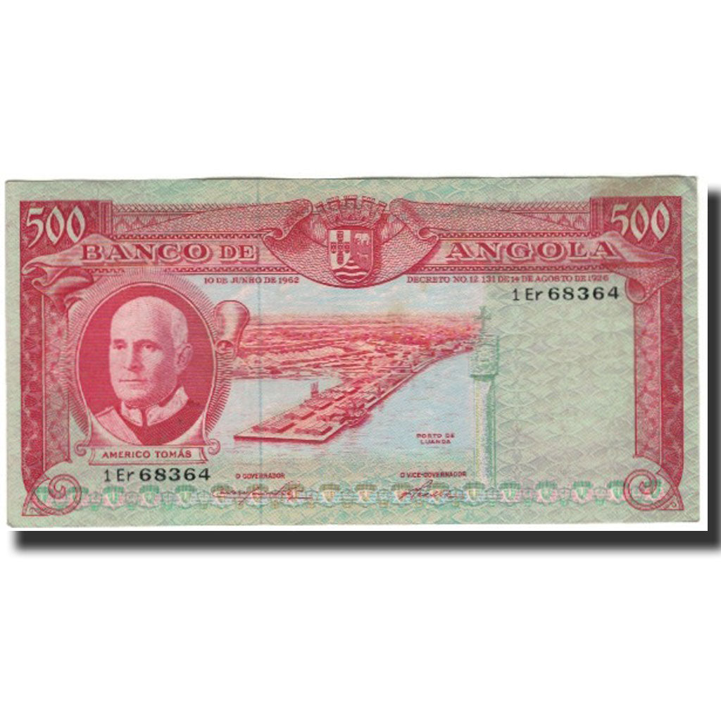 Billet, Angola, 500 Escudos, 1962, 1962-06-10, KM:95, TTB+