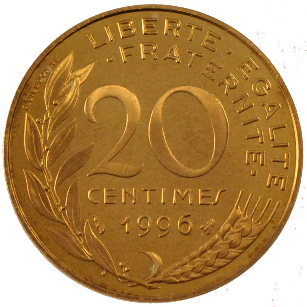 FRANCE, Marianne, 20 Centimes, 1996, Paris, KM #930, MS(65-70),...