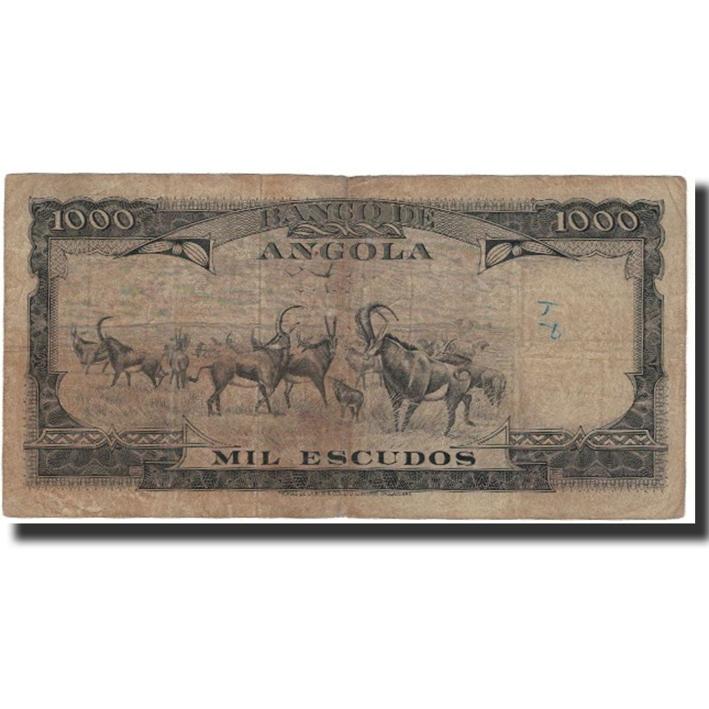 Billet, Angola, 1000 Escudos, 1956, 1956-08-15, KM:91, B+