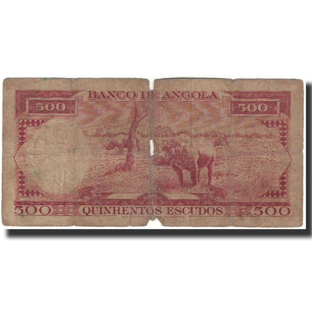 Banknote, Angola, 500 Escudos, 1956, 1956-08-15, KM:90, VG(8-10)