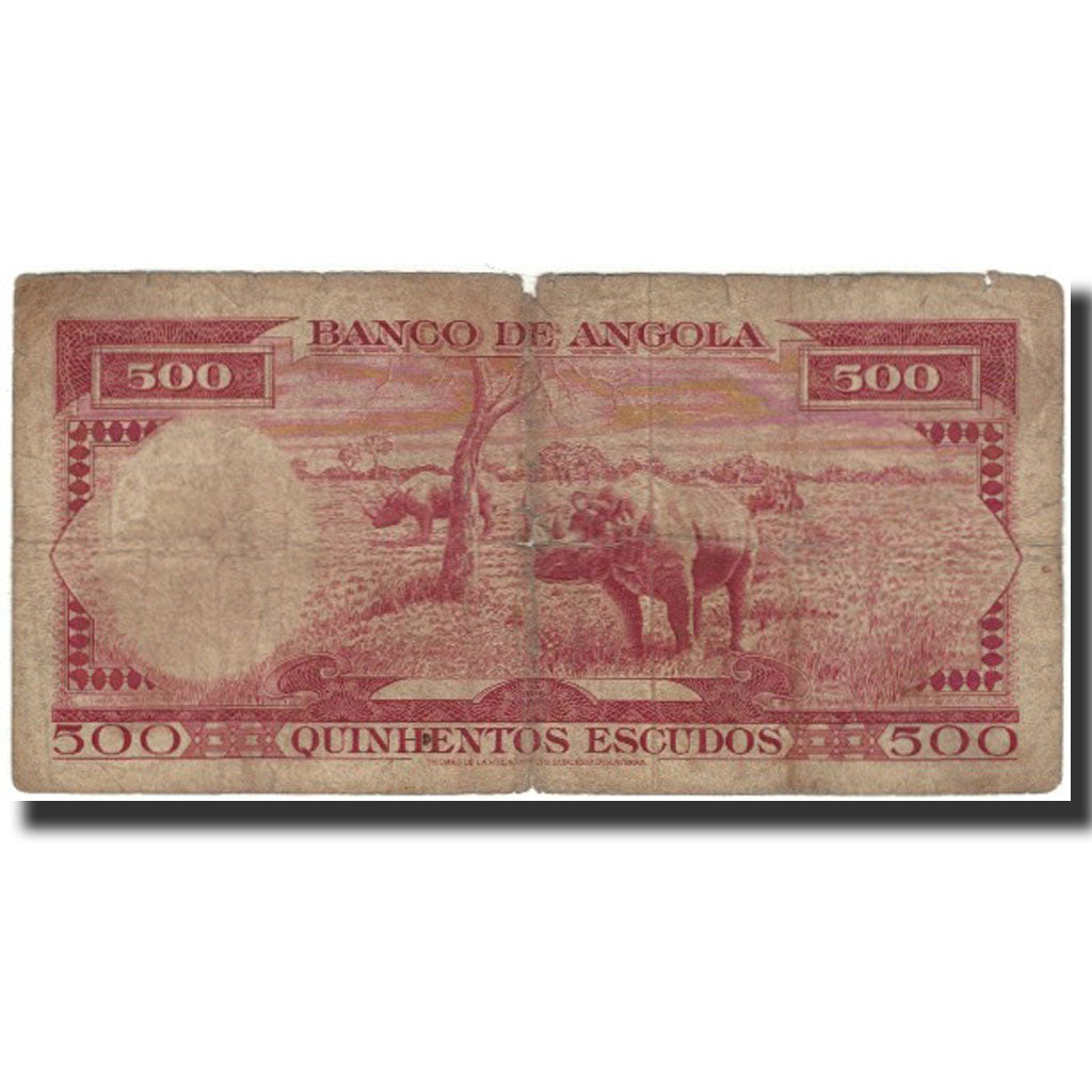 Banknote, Angola, 500 Escudos, 1956, 1956-08-15, KM:90, VG(8-10)