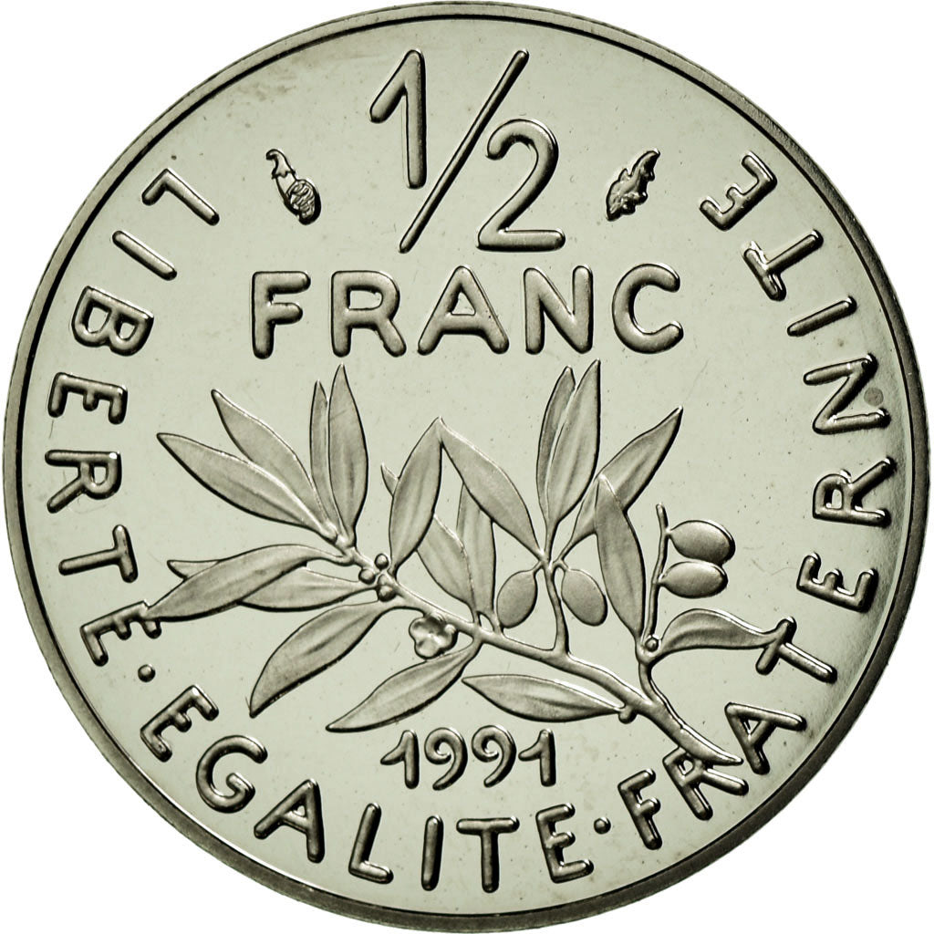 Moneta, Francia, Semeuse, 1/2 Franc, 1991, Paris, FDC, Nichel, Gadoury:429a