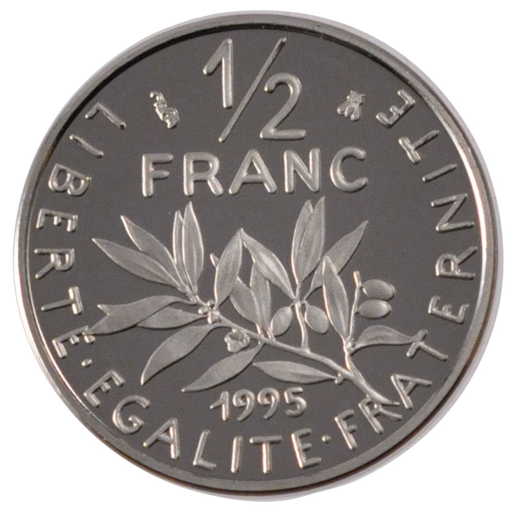 FRANCE, Semeuse, 1/2 Franc, 1995, Paris, KM #931.1, MS(65-70), Nickel, 19.5,...