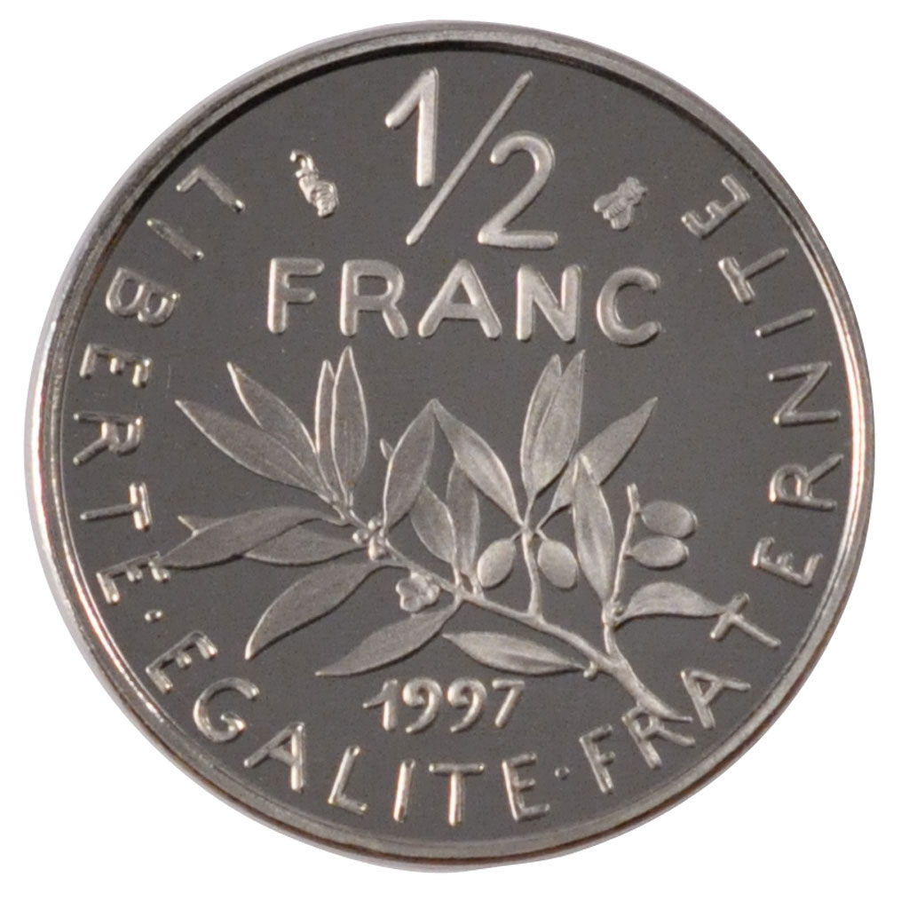 FRANCE, Semeuse, 1/2 Franc, 1997, Paris, KM #931.1, MS(63), Nickel, 19.5,...