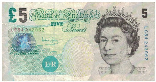 Billet, Grande-Bretagne, 5 Pounds, 2002, 2002-2003, KM:391b, TB