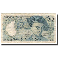 Francja, 50 Francs, Quentin de La Tour, 1991, VF(20-25), Fayette:F67.17, KM:152e