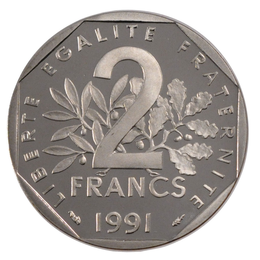 FRANCE, 2 Francs, 1991, MS(63), Nickel, Gadoury #547b, 7.50