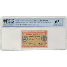 Banknote, Ivory Coast, .50 Franc, 1917, 1917-11-02, KM:1b, graded, PCGS