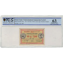 Biljet, Ivoorkust, .50 Franc, 1917, 1917-11-02, KM:1b, Gegradeerd, PCGS