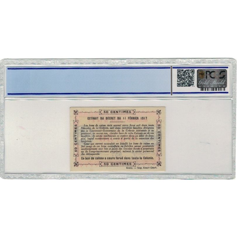 Banknote, Ivory Coast, .50 Franc, 1917, 1917-11-02, KM:1b, graded, PCGS