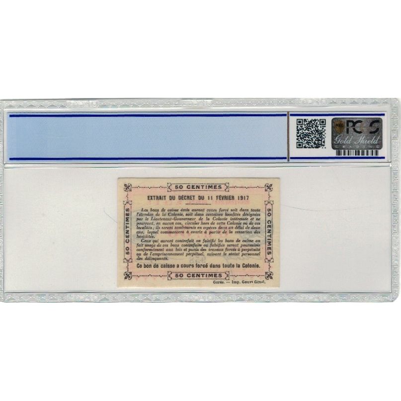 Banknote, Ivory Coast, .50 Franc, 1917, 1917-11-02, KM:1b, graded, PCGS