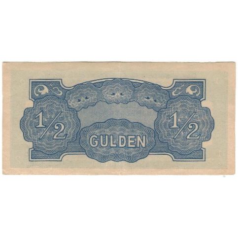 Banknote, Netherlands Indies, 1/2 Gulden, Undated (1942), KM:122b, AU(55-58)