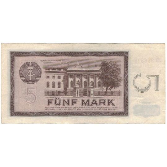 Banknote, Germany - Democratic Republic, 5 Mark, 1964, KM:22a, VF(30-35)