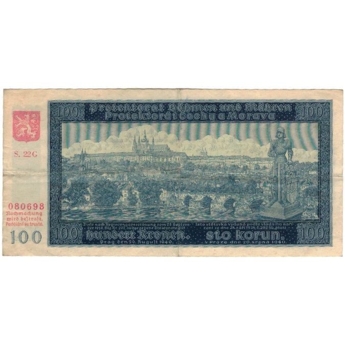 Banknote, Bohemia and Moravia, 100 Korun, 1940, 1940, KM:7a, VF(30-35)