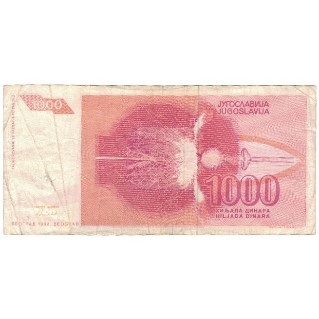 Banknote, Yugoslavia, 1000 Dinara, 1992, KM:114, F(12-15)