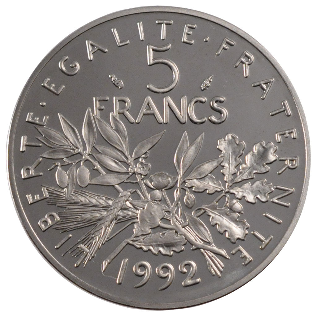 FRANCE, 5 Francs, 1992, MS(65-70), Cupro-nickel, Gadoury #771a, 10.00