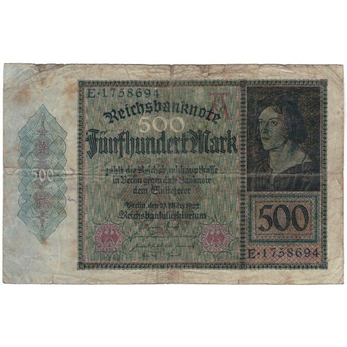 Banknote, Germany, 500 Mark, 1922, 1922-03-27, KM:73, VG(8-10)