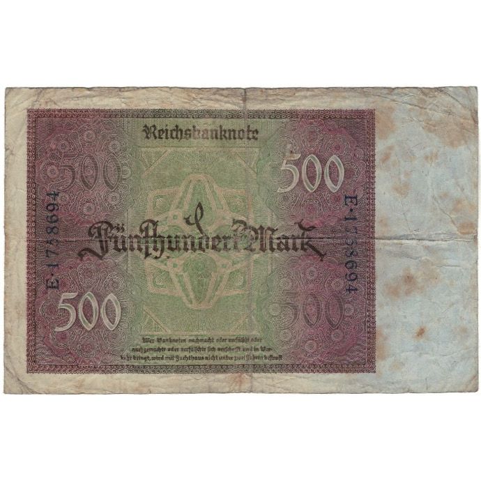 Banknote, Germany, 500 Mark, 1922, 1922-03-27, KM:73, VG(8-10)