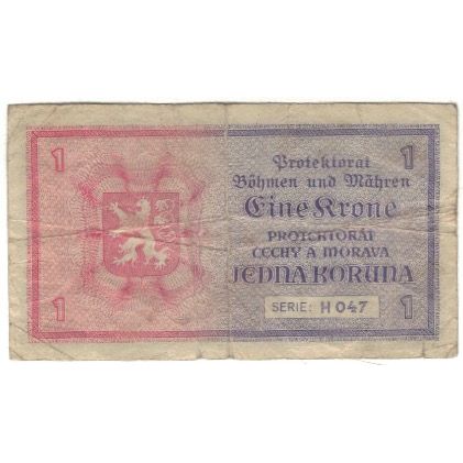 Banknote, Bohemia and Moravia, 1 Koruna, KM:3a, VG(8-10)