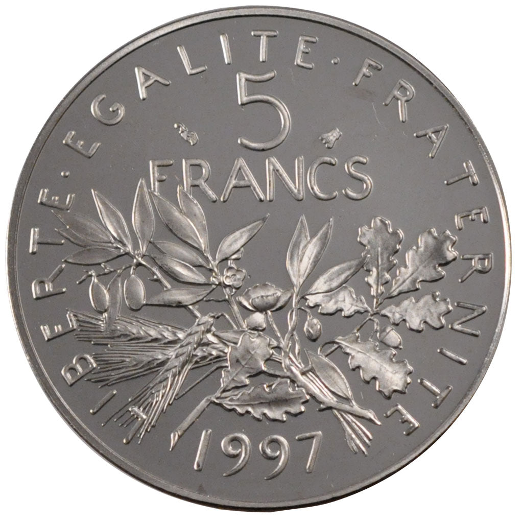 Francia, Semeuse, 5 Francs, 1997, Paris, FDC, Nichel placcato rame-nichel, Ga...
