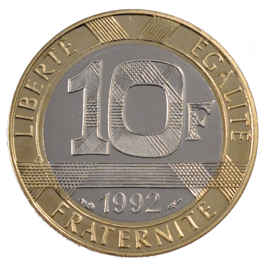 FRANCE, Génie, 10 Francs, 1992, KM #964.2, MS(65-70), Aluminum-Bronze, 23, G...