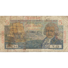 Banknote, FRENCH GUIANA, 5 Francs, KM:19a, G(4-6)