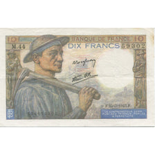 France, 10 Francs, Mineur, 1943, 1943-03-25, EF(40-45), Fayette:8.8, KM:99e