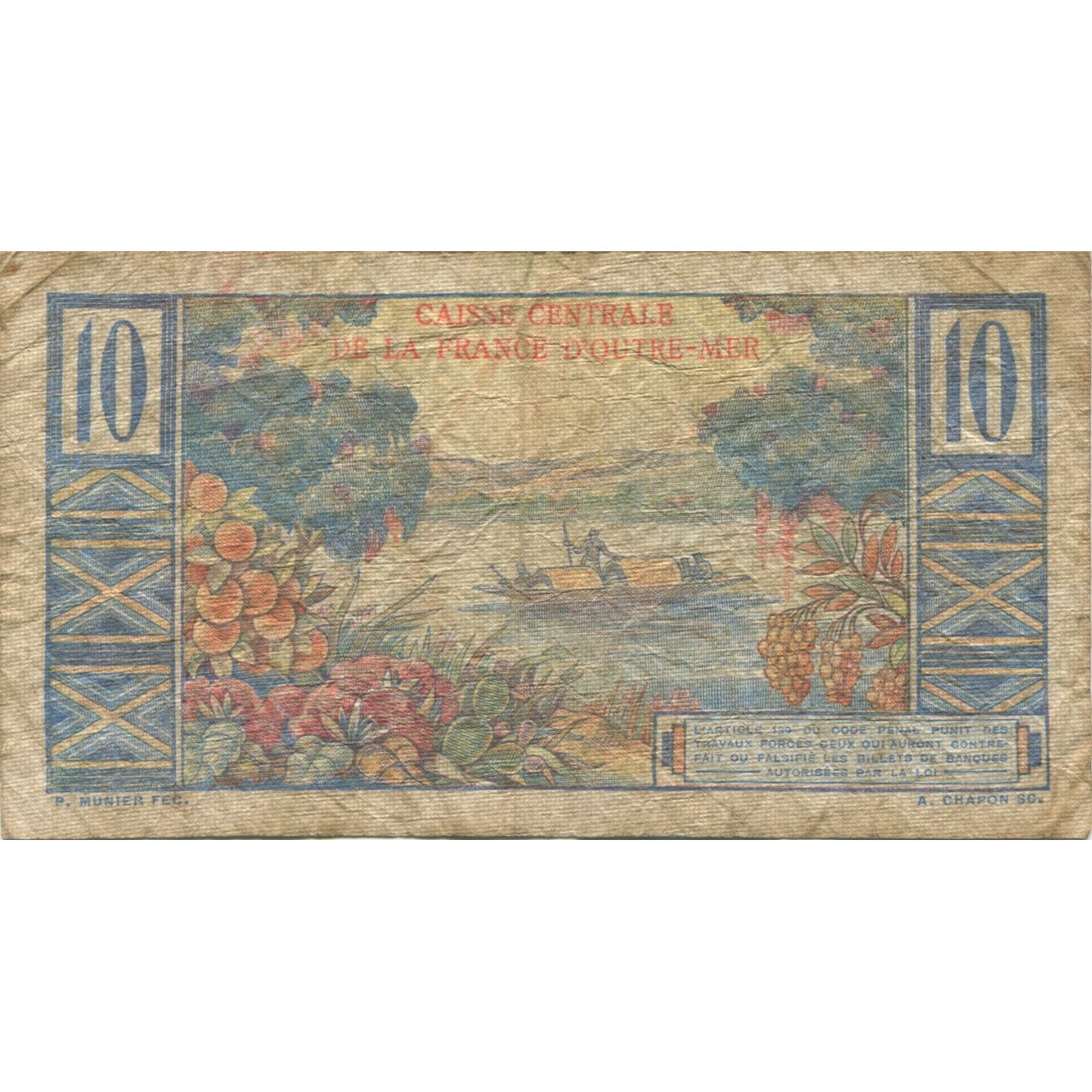 Banknote, French Equatorial Africa, 10 Francs, KM:21, VG(8-10)