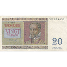 Banknote, Belgium, 20 Francs, 1956, 1956-04-03, KM:132b, AU(55-58)