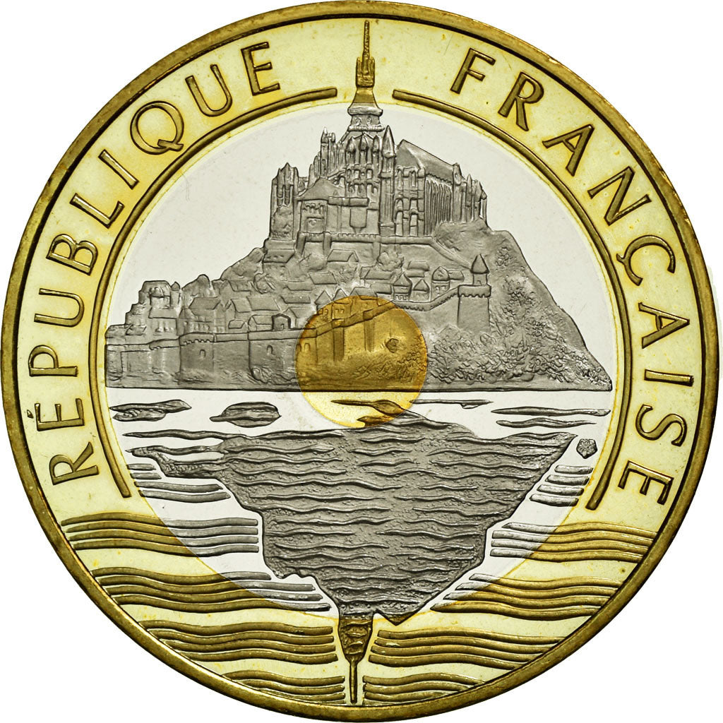 Coin, France, Mont Saint Michel, 20 Francs, 1994, MS(65-70), Tri-Metallic