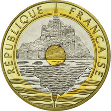Coin, France, Mont Saint Michel, 20 Francs, 1995, MS(65-70), Tri-Metallic