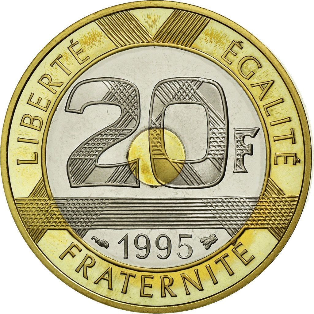 Moneta, Francia, Mont Saint Michel, 20 Francs, 1995, FDC, Tri-metallico